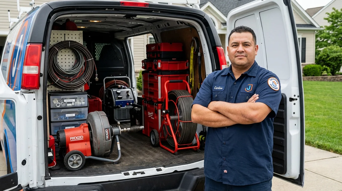 Professional drain cleaning equipment and Johns Plumbing LLC plumber in Clifton Heights