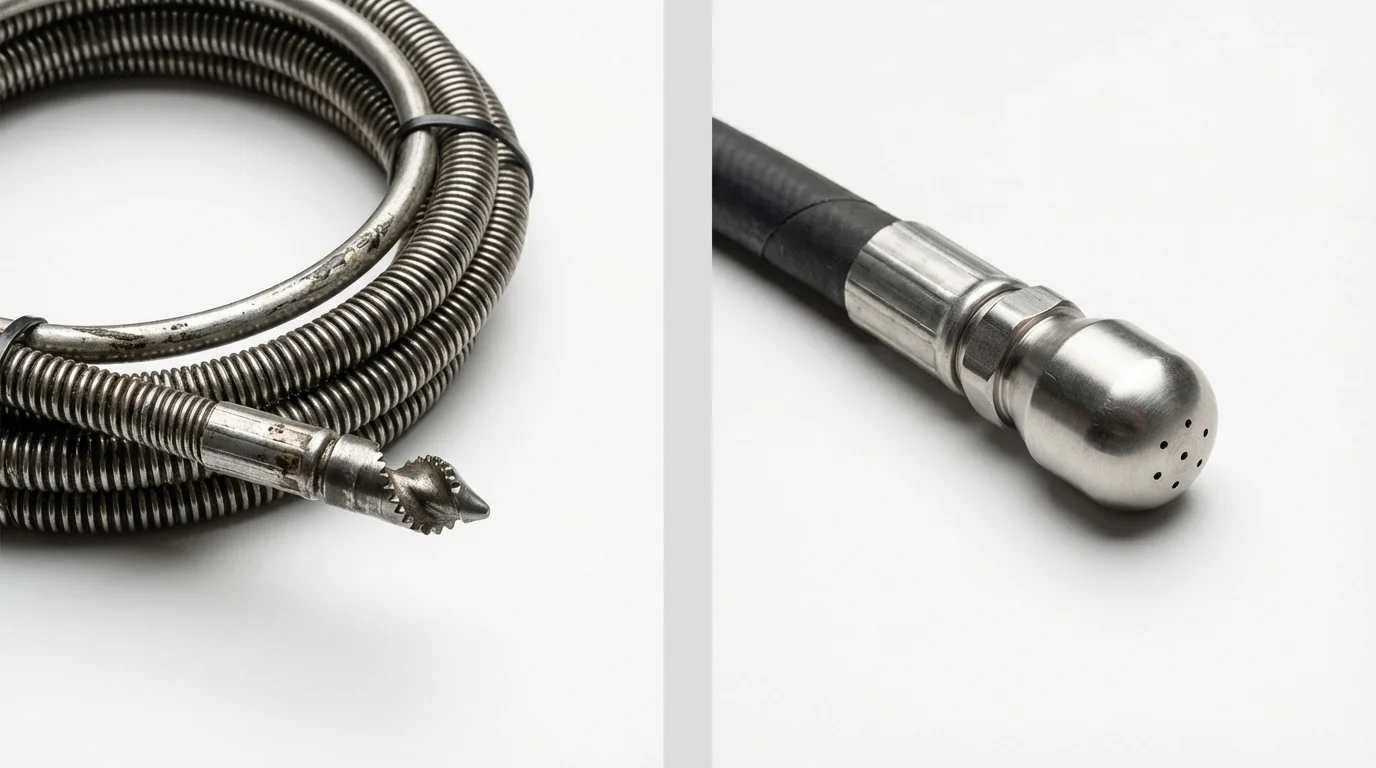 Drain snake cable and hydro jetting nozzle used for drain cleaning in Clifton Heights, PA